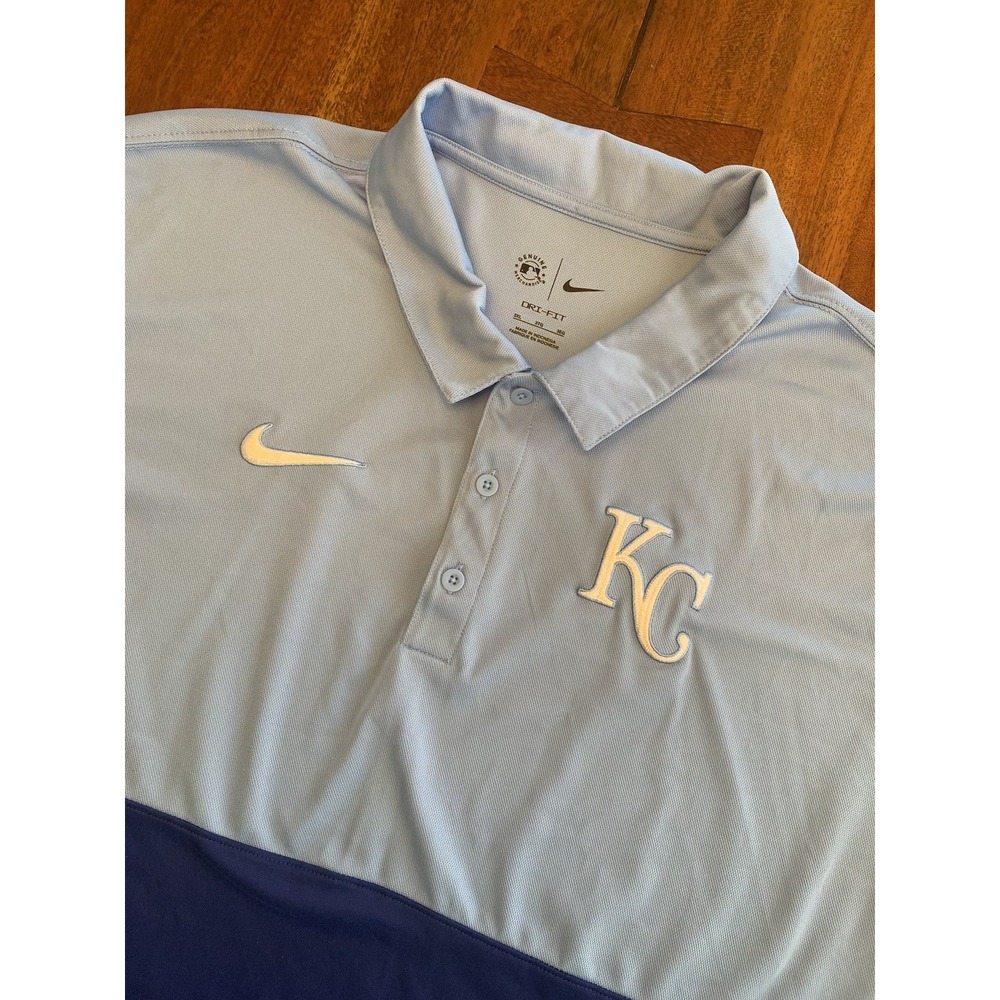 Kansas City Royals Nike Polo Shirt Mens 3XL Blue Colorblock Golf Performance